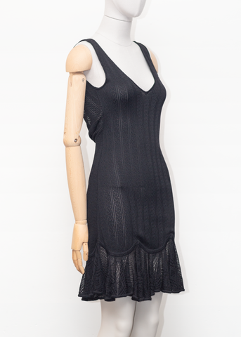 John Galliano90's black knit drop waist dress size S